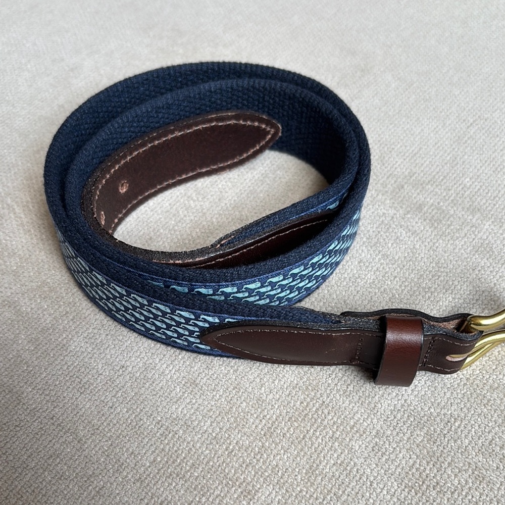 Vineyard Vines Blue and Brown Woven Leather Belt